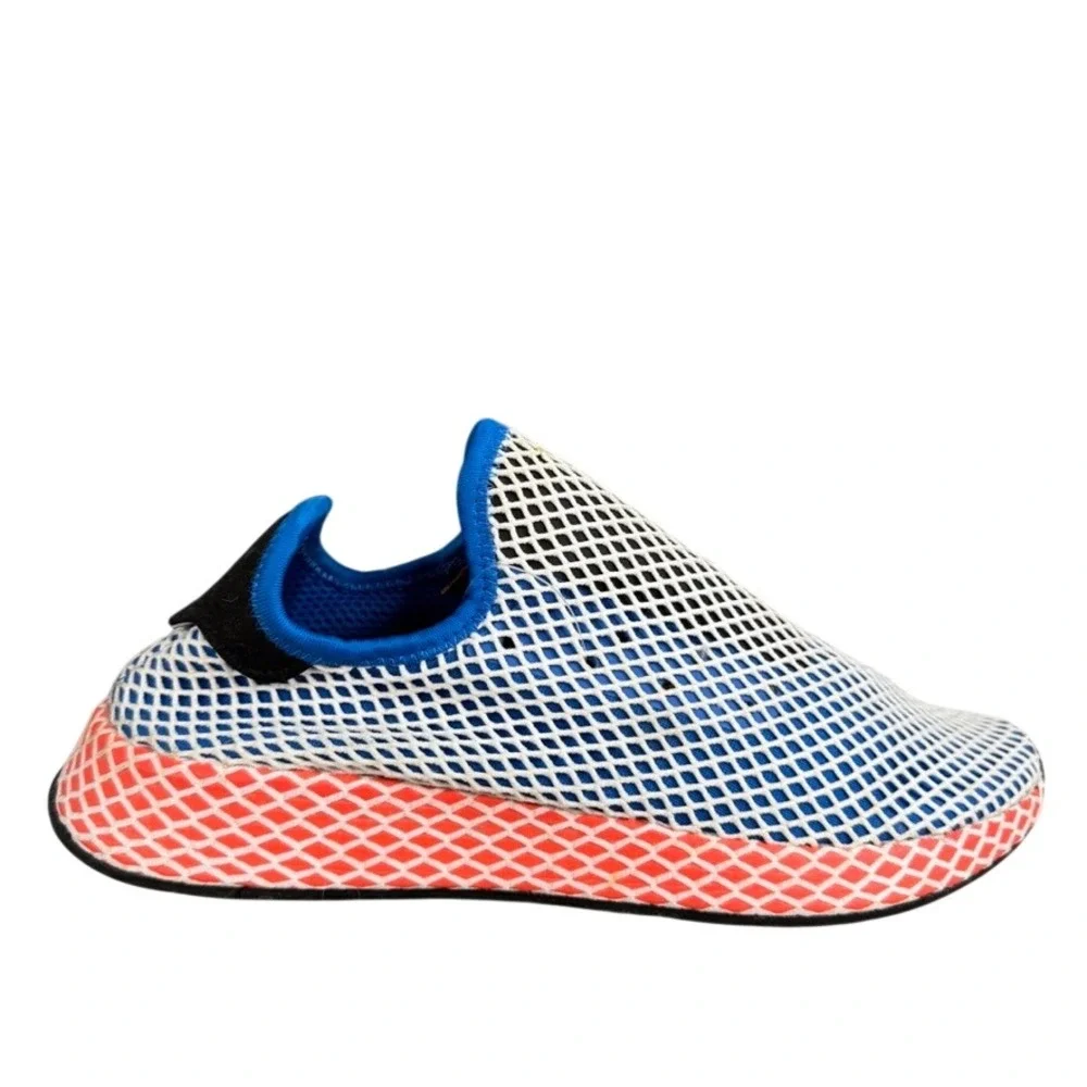 Adidas Deerupt Runner Blue White Solar Red Mesh Slip On Sneakers B41767 Size 11